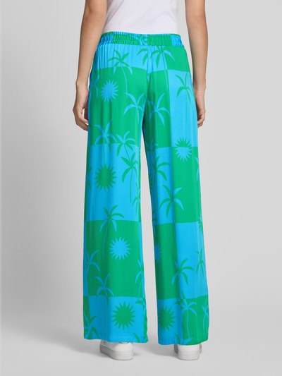 Milano Italy Straight leg stoffen broek met elastische band Bleu - 5
