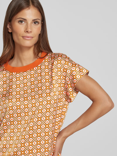 Christian Berg Woman Selection Blusenshirt mit geripptem Rundhalsausschnitt Orange 3