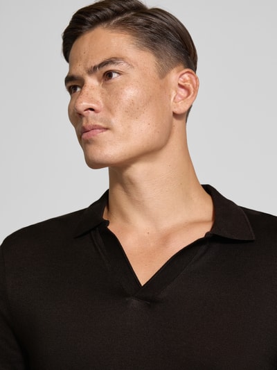 Cinque Regular fit poloshirt met V-hals, model 'BOLLO' Donkerbruin - 3