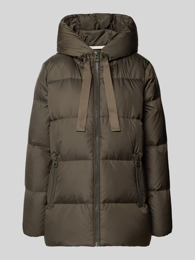 Produktfoto, Regular Fit Daunenjacke mit Kapuzenkragen von Marc O'Polo in Olivgrün mit Reißverschluss und Steppstruktur, Damen Daunenjacke