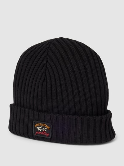 Paul & Shark Mütze aus Schurwolle mit Label-Patch Black 1
