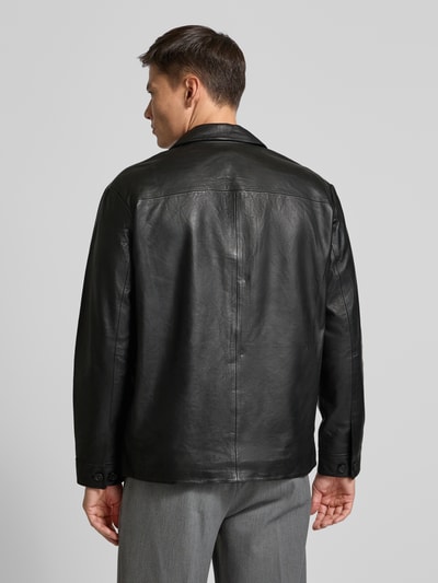 SELECTED HOMME Lederjacke mit Resortkragen Modell 'CARL' Black 5