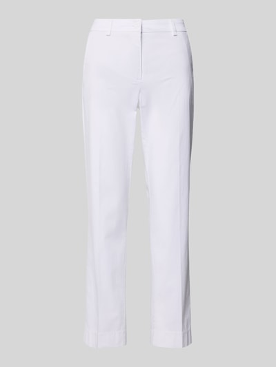 Produktfoto, białe spodnie Hose mit Gesäßtaschen Modell 'KIANA' od Cambio z bawełny z elastanem, fason skrócony, szerokość w rozmiarze 36: 36 cm, długość nogawki wewnętrznej w rozmiarze 36: 69 cm