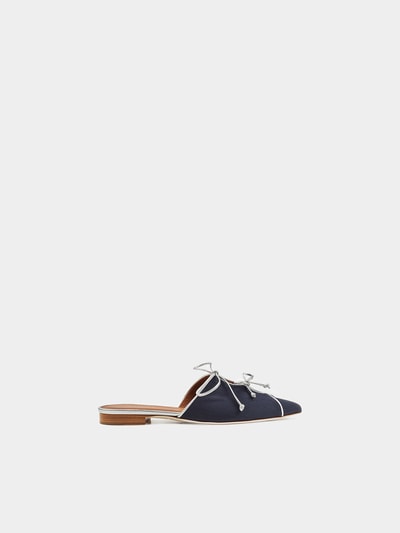 Malone Souliers Flache Mules Vilvin aus Textil mit Schleifen Blau 3