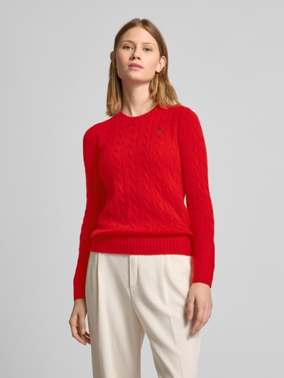 Polo Ralph Lauren Pullover mit Zopfmuster Modell 'JULIANNA' Rot 4