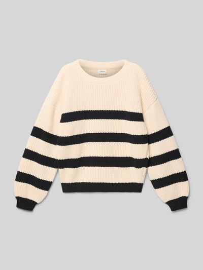 s.Oliver RED LABEL Regular fit gebreide pullover met kraag met ronde hals Ecru - 1