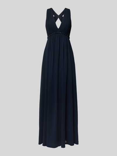 Jake*s Cocktail Abendkleid mit V-Ausschnitt Marine Melange 2