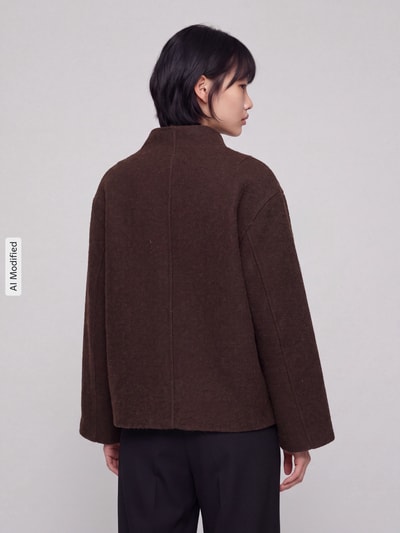Jake*s Collection Regular fit blouson met dubbele knoopsluiting Chocoladebruin - 5