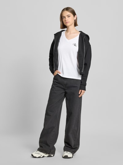 Calvin Klein Jeans T-Shirt mit Label-Print Weiss 1