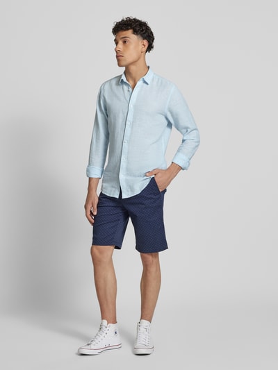 Only & Sons Slim Fit Leinenhemd mit Kentkragen Modell 'CAIDEN' Blau Melange 1