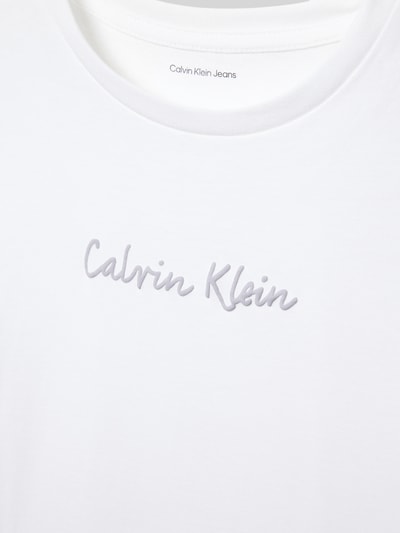 Calvin Klein Jeans Slim Fit T-Shirt mit Label-Print Weiss 2