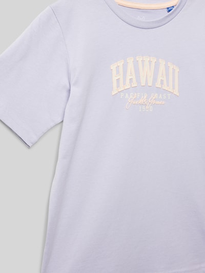 Jack & Jones T-shirt z nadrukiem z logo model ‘DETROIT’ Jasnofioletowy 2