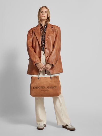 Emporio Armani Shopper met labelstitching, model 'MYEA' Camel - 1