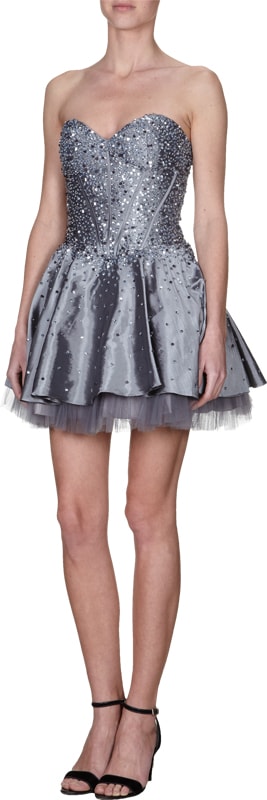 Luxuar Cocktailkleid mit Pailletten- und Perlenbesatz Silber 7