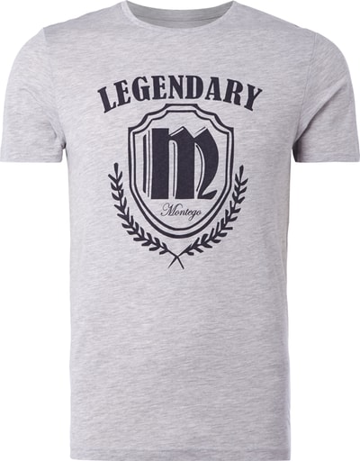 Montego T-Shirt mit großem Message- und Logo-Print Hellgrau Melange 5