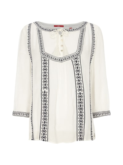 S.Oliver Tunika Mit Smok-Detail – Henleyausschnitt, Allover-Print, Regular Fit