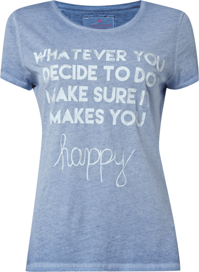 Lieblingsstück T-Shirt im Washed Out-Look mit Message-Print Hellblau 5