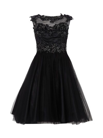 Niente Cocktailkleid aus feinem Tüll mit Ziersteinen Schwarz 2