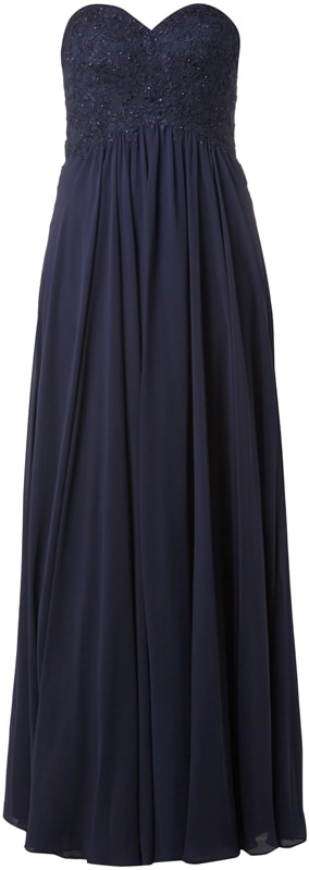 Luxuar Abendkleid aus Chiffon mit floraler Zierborte Dunkelblau 4