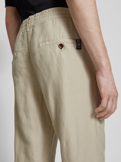 Superdry Straight Leg Leinenhose mit Tunnelzug Modell 'Merchant' Sand 3