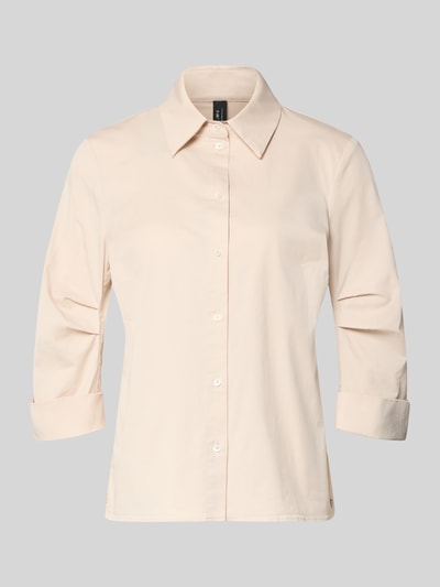 Produktfoto, Hemdbluse mit 3/4-Arm mit Aufschlag von Marc Cain aus Baumwoll-Viskose-Mix in Beige, glatte Struktur, klassische Form, Knopfleiste