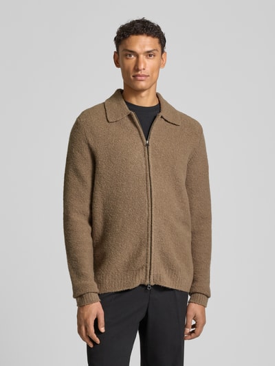 Wood Wood Cardigan mit Zweiwege-Reißverschluss Modell 'Andy' Hellbraun 4