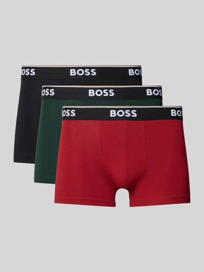 Produktfoto, Trunks aus Baumwoll-Mix im 3er-Pack Modell 'Power' von BOSS, unifarben, elastischer Bund mit Label-Print, Stretch-Material