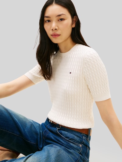 Tommy Hilfiger t-shirt o kroju regular fit z czystej bawełny Biały 3