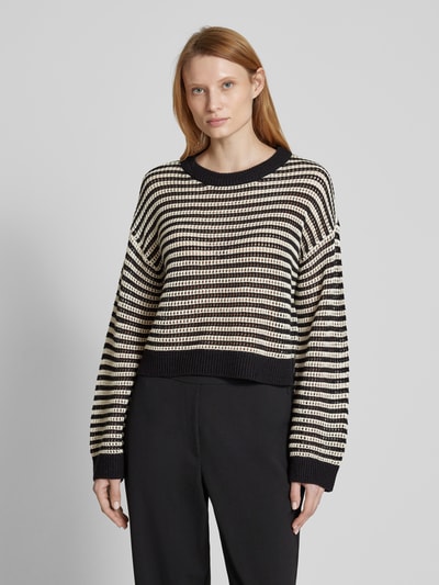 Vero Moda Comfort fit gebreide pullover in katoenmix, model 'NEWMADERA' Zwart - 4