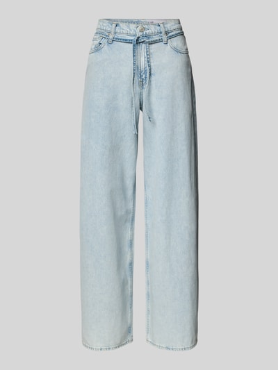 Produktfoto, Baggy Jeans mit Bindegürtel von GAP im hellblauen Baumwoll-Lyocell-Mix, Baggy Fit, sichtbare Eingrifftaschen, glatte Textur