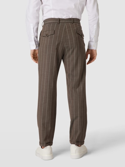 Windsor Pantalon met streepmotief, model 'Serpo' Middenbruin - 5