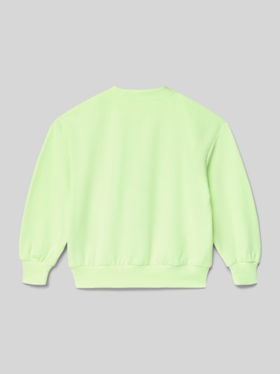 Productfoto, lichtgroen sweatshirt met motiefprint en ronde hals, materiaalmix met katoen, relaxed fit, kinderen, Billieblush