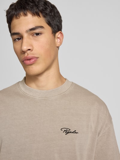 Pegador Oversized T-shirt met labelstitching, model 'Signar' Steengrijs - 3