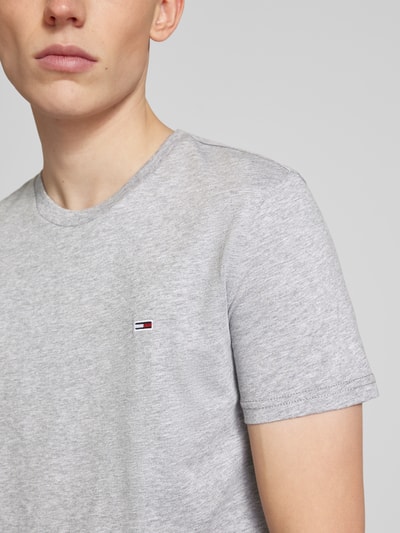 Tommy Jeans Slim fit T-shirt met logostitching Lichtgrijs gemêleerd - 3