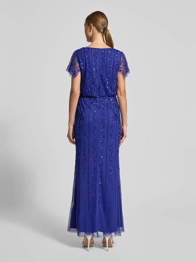 Adrianna Papell Avondjurk met kralen en pailletten Koningsblauw - 5