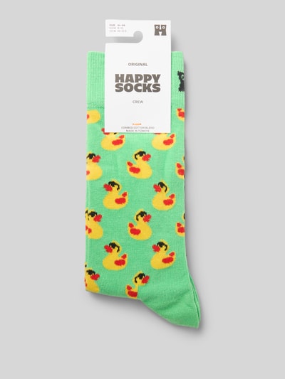 Happy Socks Sokken met motiefstitching, model 'RUBBER DUCK' Lichtgroen - 3