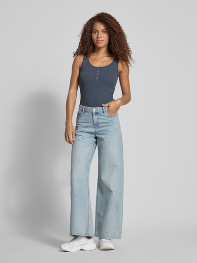 Pieces Slim fit tanktop van katoenmix, model 'KITTE' Donkerblauw - 1