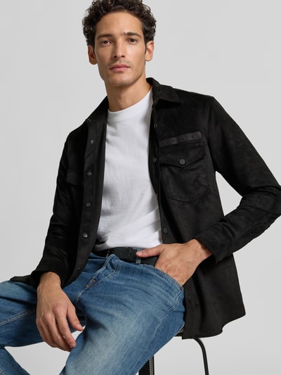 HUGO Oversized Hemdjacke mit Logo-Stitching Modell 'Ekel' Black 3