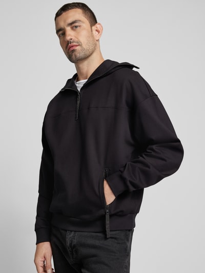 HUGO Sweatshirt met capuchon, model 'Dilacktech' Zwart - 3