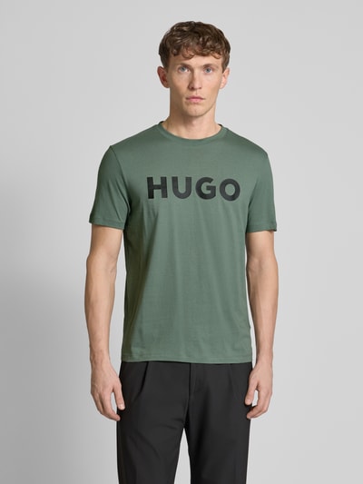 HUGO T-shirt z nadrukiem z logo model ‘DULIVIO’ Miętowy 4