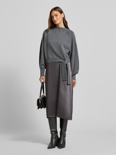BOSS Körpernahes Freizeitkleid aus Schurwoll-Kaschmir-Mix Modell 'FIALINA' Dunkelgrau Melange 1