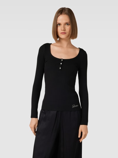 Guess Longsleeve mit Label-Detail aus Strasssteinbesatz Modell 'KARLEE' Black 4