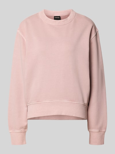 Produktfoto, Relaxed Fit Sweatshirt mit ronde hals van G-Star Raw, puur katoen, dames, verlengd achterpand, zachtroze, gladde textuur.