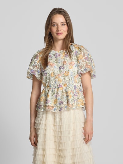 YAS Blusenshirt mit Puffärmeln Modell 'LEANNA' Weiss 4