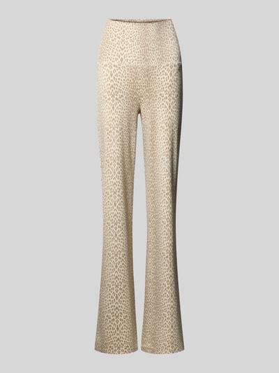 Produktfoto, Flared Leggings im Allover-Look Modell 'Daisy' von OH APRIL, beżowy wzór, elastyczny lyocell-elastan, flared cut, damska