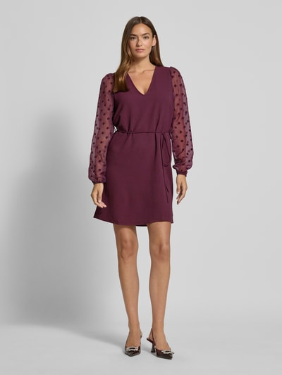 VERO MODA Fließendes Cocktailkleid mit semitransparenten Ärmeln Modell 'ALVA' Bordeaux 1