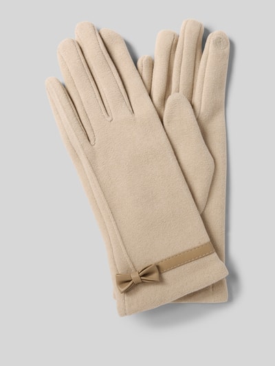 EEM Regular Fit Handschuhe mit Zierschleife Beige 1