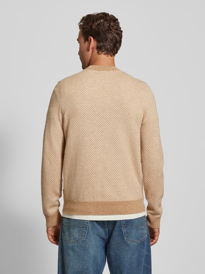 BOSS Strickpullover mit gerippten Abschlüssen Modell 'Eltoro' Beige 5