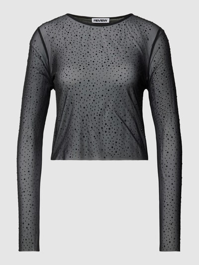 Review Shirt met lange mouwen en strass-steentjes Zwart - 2