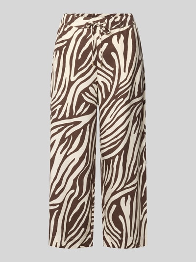 Produktfoto, brązowo-kremowe kuloty w krój regular fit z mieszanki wiskozy, lyocellu i lnu, Regular Fit Culotte aus Lyocell-Viskose-Leinen-Mix von s.Oliver BLACK LABEL, styl kulotów